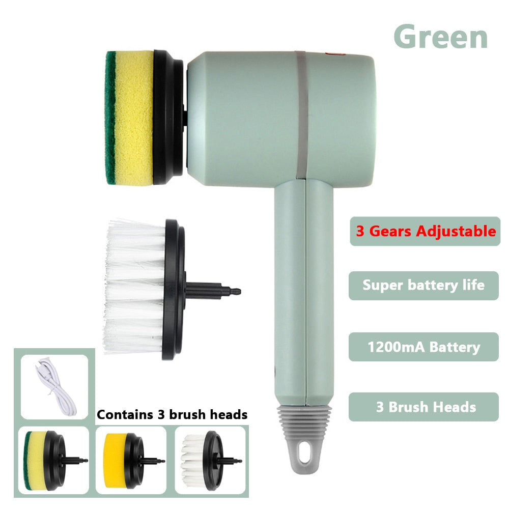 Electric Spin Cleaning Brush – 3 Brush Heads